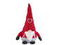 Gnome en peluche avec chapeau rouge, barbe et cœur, parfait pour la décoration festive.