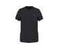 T-shirt de sport noir à manches courtes avec un petit logo sur la poitrine.