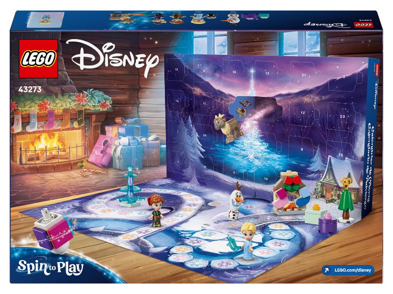 Boîte LEGO Disney La Reine des Neiges Calendrier de l'Avent avec jeu de société et figurines.