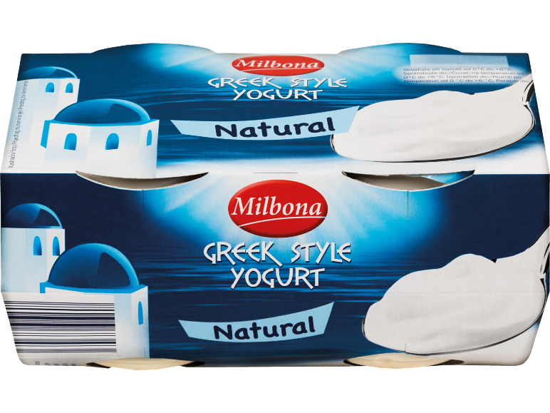 Yaourt à la grecque nature Milbona en pack de 4.