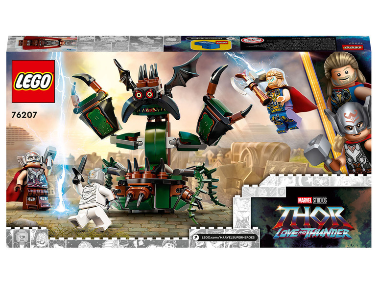 Ensemble LEGO Marvel Thor: Love and Thunder avec un monstre et des figurines de Thor.
