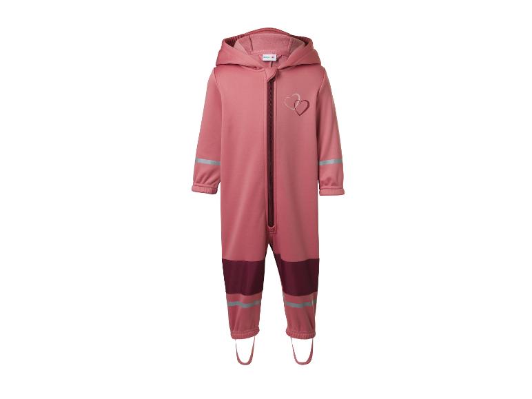 Combinaison rose pour enfant avec capuche, fermeture éclair et application cœur