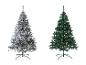 Deux sapins de Noël artificiels, un blanc et un vert.