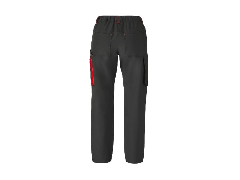 Pantalon de travail gris foncé avec détails rouges et poches, vue arrière