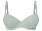 Un soutien-gorge vert clair avec des bretelles larges.