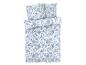Ensemble de literie floral bleu et blanc : housse de couette et taies d'oreiller.