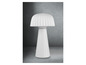 Un lampadaire design blanc avec un abat-jour en forme de champignon.
