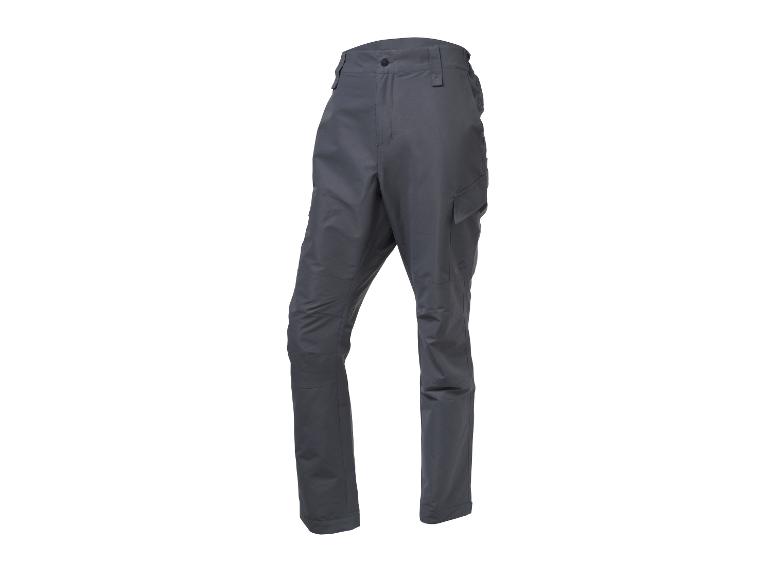 Pantalon de trekking gris foncé avec poches cargo et genoux renforcés.