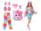 Poupée Barbie avec accessoires Care Bears, incluant une tête en peluche, un peigne et des vêtements.