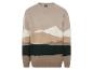 Un pull en maille beige de Livergy avec un motif de montagne.