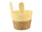 Panier tressé jaune et marron avec des oreilles de lapin