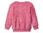 Sweat-shirt polaire rose à manches longues avec col et poignets côtelés.