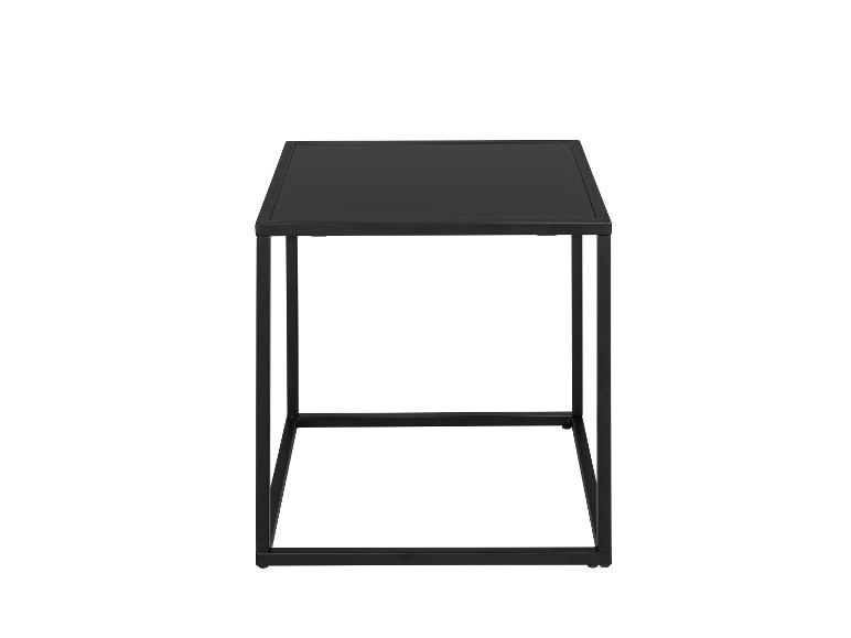 Table d'appoint carrée noire avec cadre métallique et plateau solide