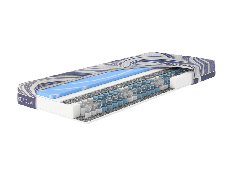 Un matelas SQUAL avec un design ouvert qui montre les couches internes.