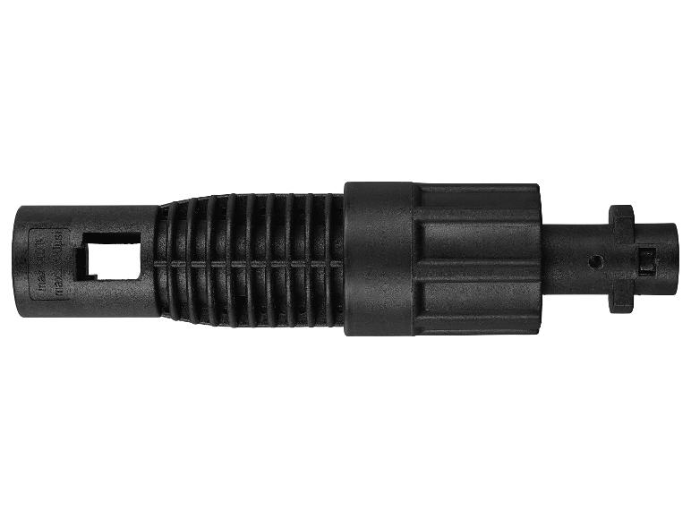 Accessoire noir en plastique pour nettoyeur haute pression avec l'inscription « max 140°F max 2610psi ».