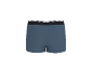 Caleçon boxer bleu pour homme avec ceinture rayée noire et blanche, vue arrière.