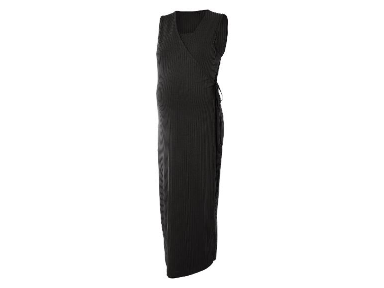 Robe noire longue pour grossesse, style portefeuille.