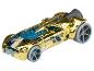 Une voiture Hot Wheels dorée avec des accents bleus.