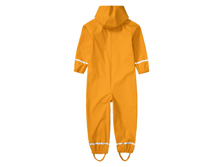 Une combinaison de pluie jaune à capuche pour enfants.
