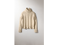 Pull en maille beige à col montant et bords-côtes