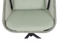 Une chaise verte avec un dossier en maille et des coussins.