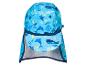 Chapeau de bain enfant, motif marin, dauphins, baleines.