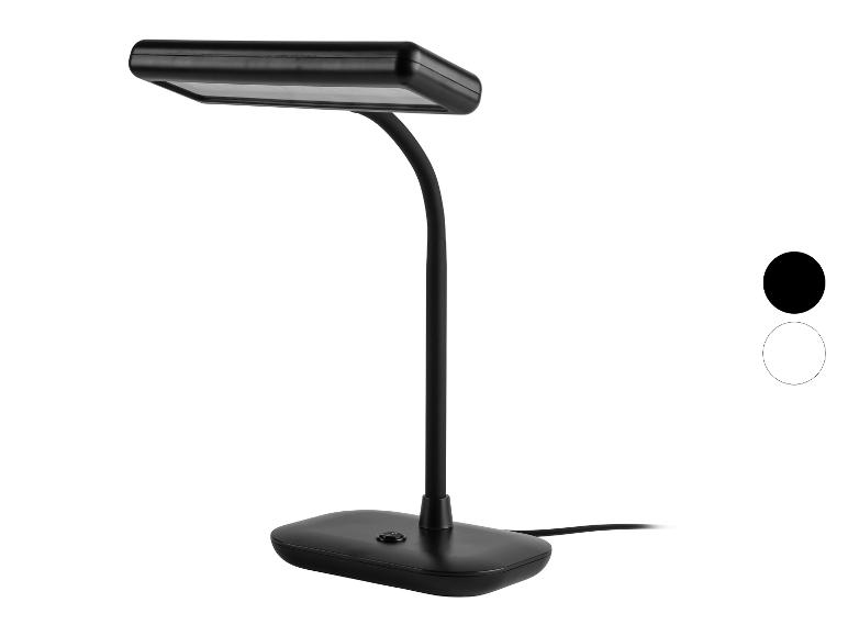 Lampe de bureau LED noire flexible avec interrupteur marche/arrêt et câble d'alimentation.