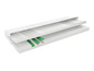 Une coupe transversale d'un matelas avec une couche de confort, une couche de soutien et des canaux de ventilation verts.