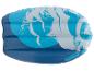 Une bouée gonflable bleue et blanche à motifs d'ondes pour la piscine.