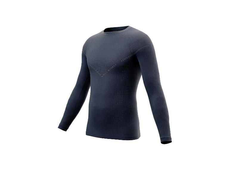 Un haut à manches longues bleu marine, idéal pour le sport.