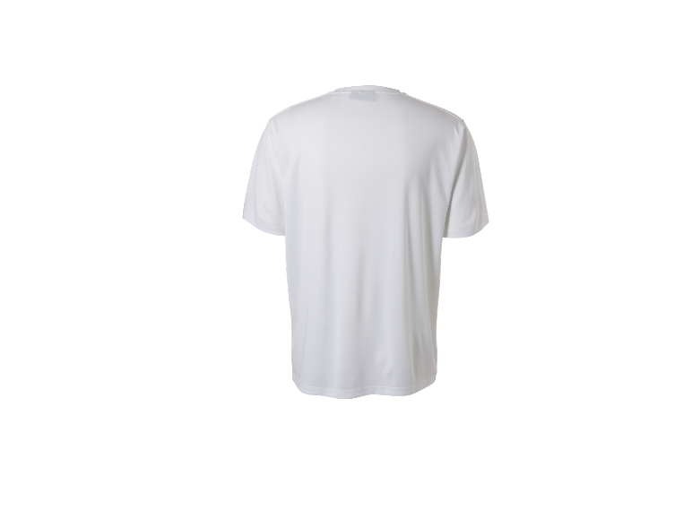 T-shirt blanche à manches courtes, vue de dos.