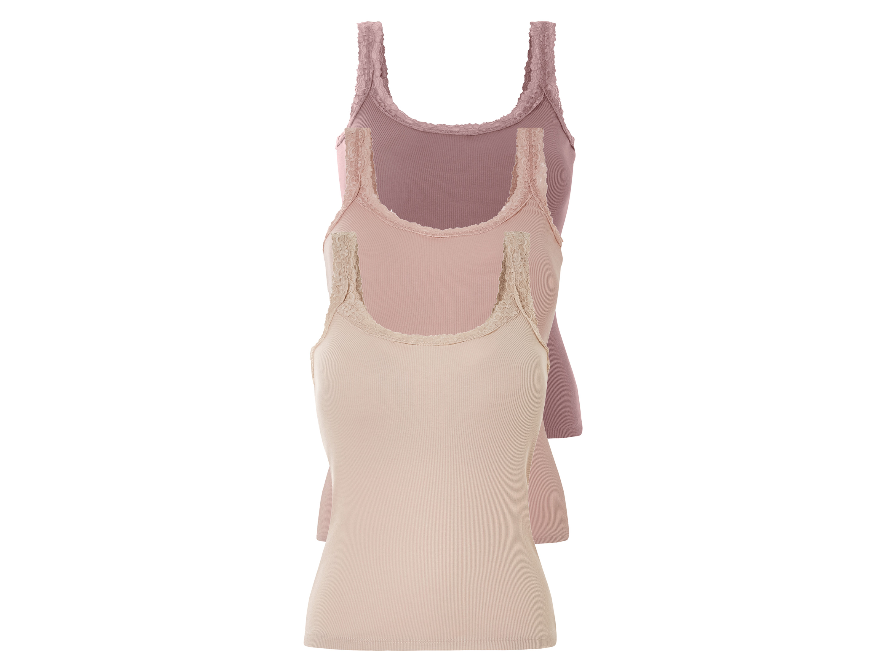 esmara® Lot de 3 débardeurs femme (M (38/40), rose)