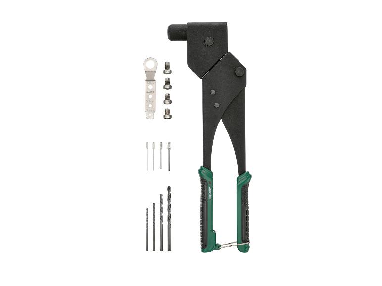 Kit de rivetage PARKSIDE avec pince à riveter, forets et accessoires.