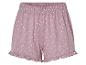 Shorts de pyjama rose à pois blancs.