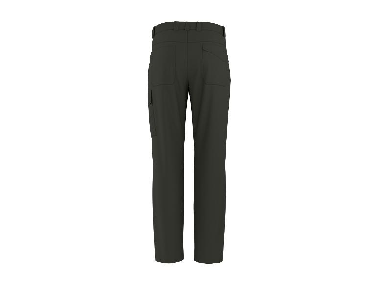 Pantalon cargo vert foncé avec passants de ceinture et poches latérales, vue arrière.