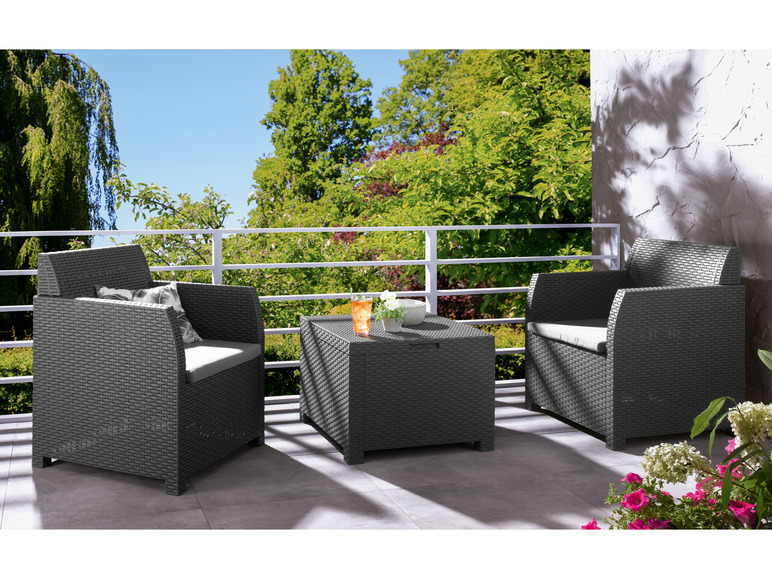 Aller en mode plein écran : LIVARNO home Ensemble de meubles de balcon, anthracite/gris, 3 pièces - Image 3