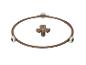 Cadre rond en plastique marron avec trois roulettes blanches et une fixation centrale.