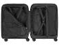 Une valise noire ouverte avec des roulettes de la marque Topmove.