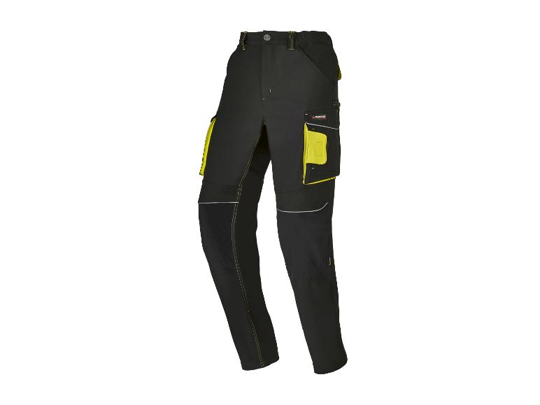 Pantalon de travail noir avec des détails jaunes de Parkside.