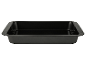 Un plat à four rectangulaire noir.
