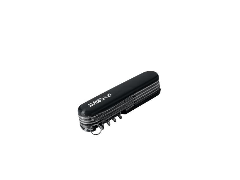 Couteau de poche multifonction CRIVIT noir avec tire-bouchon et porte-clés