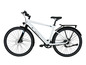 Vélo électrique Sachs Rad blanc avec transmission par courroie.