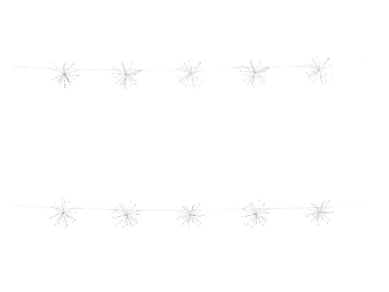 Deux rangées de guirlandes lumineuses en forme d'étoiles avec de petites ampoules LED sur fond blanc.