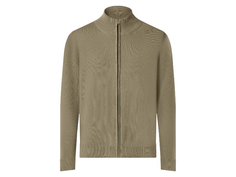 Cardigan zippé en maille kaki pour homme avec col montant