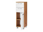 Armoire blanche avec deux tiroirs et une porte en bois.