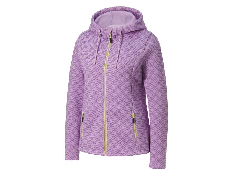 Un sweat à capuche violet avec un motif géométrique.