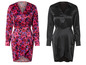 Deux robes: une à imprimé floral et une en satin noir.
