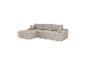 Canapé d'angle modulaire beige avec coussins, au design côtelé.