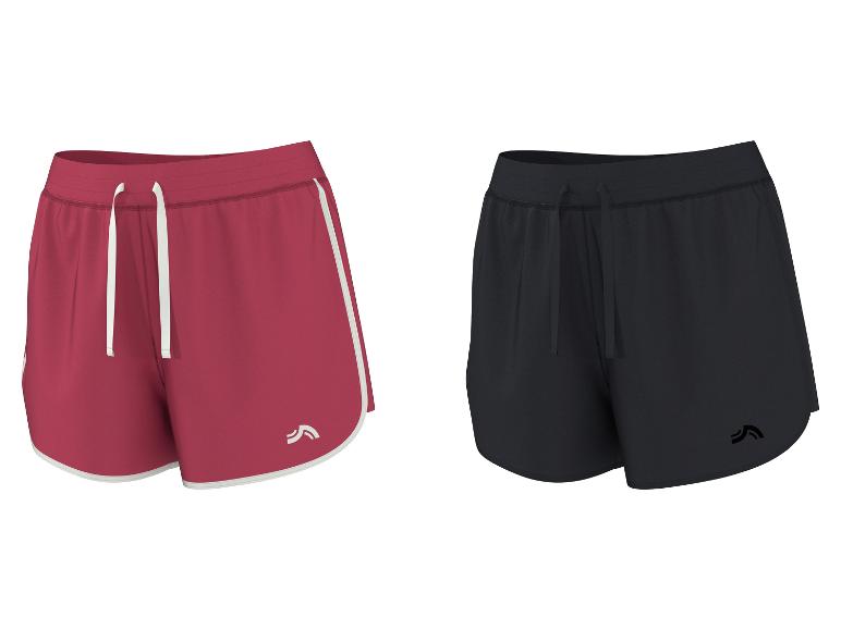 Shorts de sport pour femme en rouge avec détails blancs et noir.