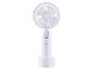 Ventilateur de poche blanc rechargeable sur socle.